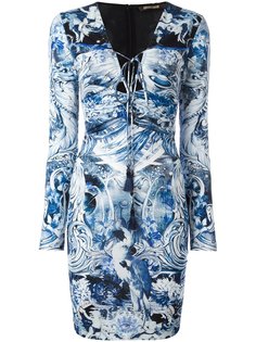приталенное платье с принтом Roberto Cavalli