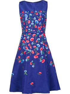 расклешенное платье с цветочной вышивкой Oscar de la Renta