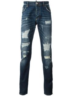прямые джинсы с рваными деталями Philipp Plein