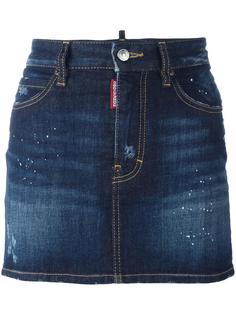джинсовая юбка с эффектом разбрызганной краски Dsquared2