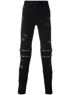 брюки с рваными деталями на молнии Marcelo Burlon County Of Milan