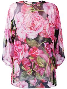 прозрачная блузка с принтом роз Dolce &amp; Gabbana