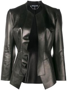кожаный пиджак с баской Alexander McQueen