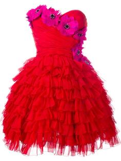 платье с оборками и цветочным украшением Dolce &amp; Gabbana