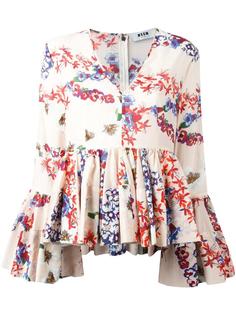 блузка с цветочным принтом   MSGM