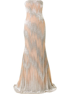 декорированное вечернее платье без бретелей  Jean Fares Couture