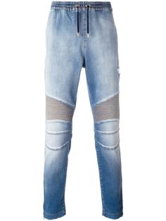 байкерские джинсовые спортивные брюки Balmain