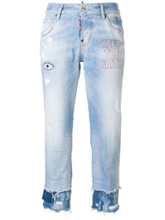 укороченные джинсы с вышивкой Dsquared2
