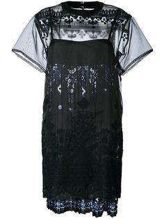 платье из органзы с кружевом Sacai