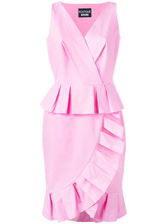 платье с V-образным вырезом и рюшами Boutique Moschino