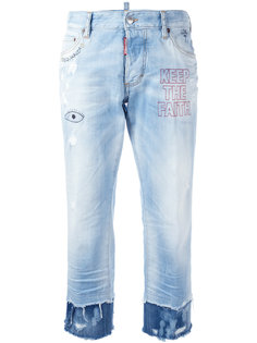 укороченные джинсы с вышивкой Keep the Faith Dsquared2