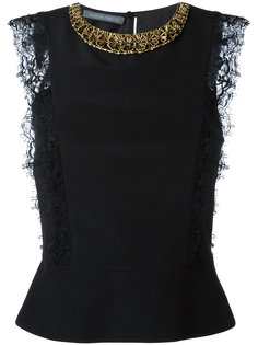 декорированный топ с кружевом Alberta Ferretti