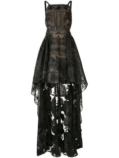 асимметричное кружевное платье с розами Marchesa Notte