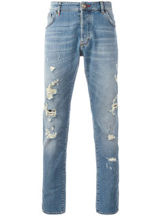 джинсы скинни с рваными деталями Philipp Plein