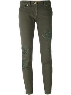 облегающие брюки с вышитыми листьями Blumarine