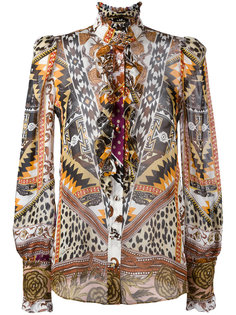 прозрачная рубашка с узором Roberto Cavalli