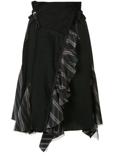 плиссированная юбка с клетчатыми вставками Sacai