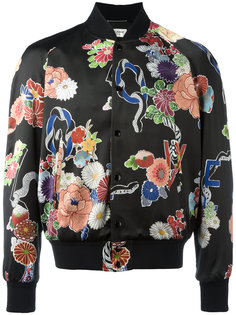 куртка-бомбер Love с цветочным принтом Saint Laurent