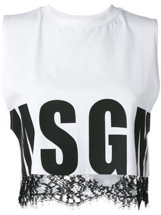 укороченный топ с кружевной отделкой  MSGM