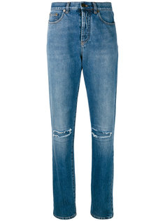 джинсы кроя слим с разрезами Saint Laurent