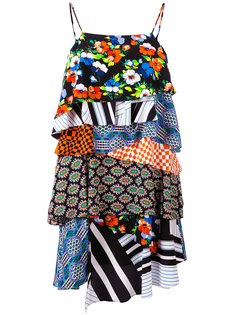платье с оборкой и эффектом пэчворк  MSGM