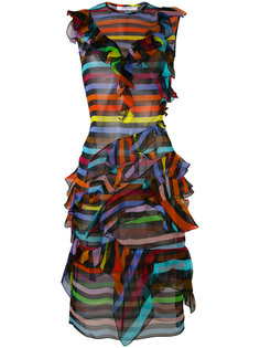 полосатое платье-шифт с оборками Givenchy