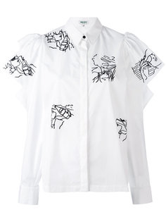блузка с оборками и вышивкой Kenzo