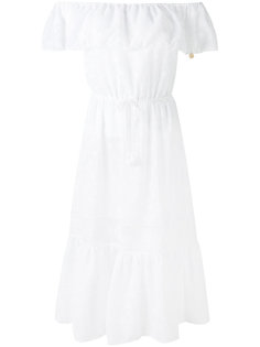 платье с открытыми плечами и вышивкой  Blumarine