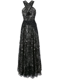 платье с перекрестными бретельками и пайетками  Marchesa Notte