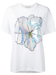футболка с крупным цветком из пайеток Christopher Kane