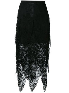 сетчатая юбка-миди с неровным подолом Christopher Kane