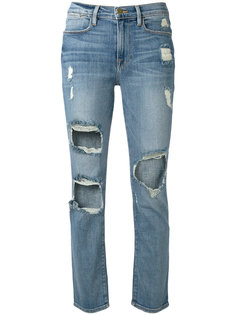 укороченные джинсы с потертой отделкой Frame Denim