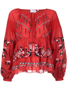 блузка с вышивкой  Tanya Taylor