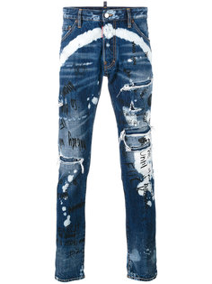 джинсы с потертой отделкой Dsquared2