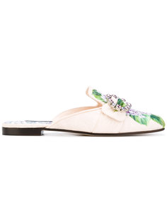 парчовые мюли с цветочным принтом Dolce &amp; Gabbana