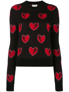 свитер с вышивкой сердец Saint Laurent
