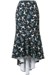 асимметричная юбка с принтом птиц Christian Siriano