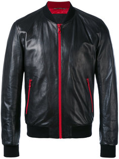 кожаная куртка с контрастными молниями и подкладкой Dolce &amp; Gabbana