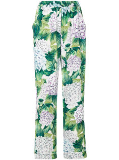 брюки в пижамном стиле с гортензиями Dolce &amp; Gabbana