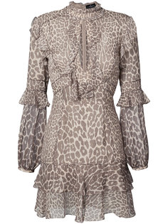 платье мини с леопардовым принтом и оборками  J. Mendel