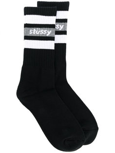 полосатые носки с логотипом Stussy