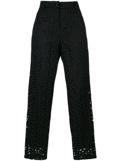 зауженные брюки с открытой вышивкой Boutique Moschino