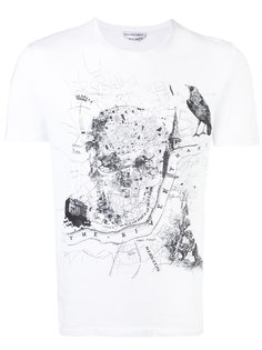 футболка с принтом черепа и карты Лондона Alexander McQueen