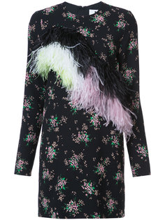 платье с цветочным принтом и перьями MSGM