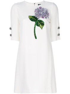 платье с аппликацией гортензии Dolce &amp; Gabbana