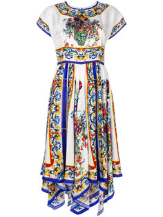 расклешенное платье с принтом Majolica Dolce &amp; Gabbana