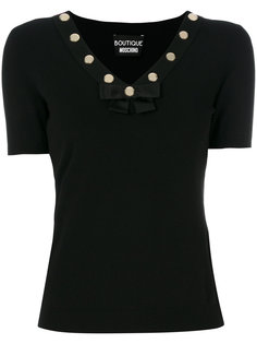 топ с V-образным вырезом и заклепками Boutique Moschino