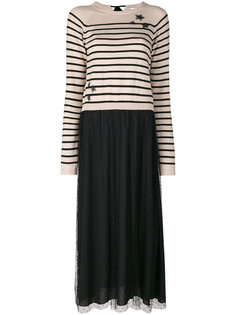 платье с полосатым топом и юбкой в складку Red Valentino