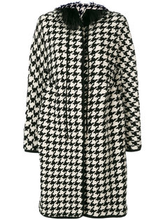 пальто в ломаную клетку с меховым воротником  Ermanno Scervino