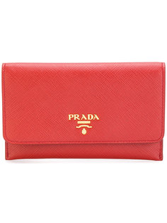 зернистый кошелек с печатью логотипа Prada
